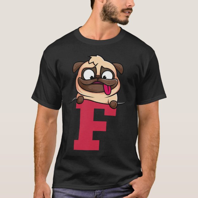 Cute Pug alphabet, letter f, dog alphabet Classic  T-Shirt (Front)
