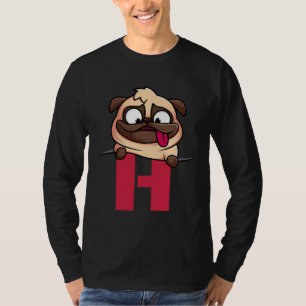 Cute Pug alphabet, letter H , dog alphabet Active  T-Shirt