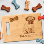 Cute Pug Barkuterie Dog Treat Wood Charcuterie Cutting Board