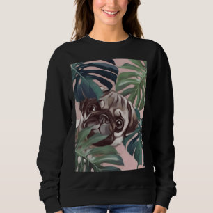 cute pug behind tree leaves  Classic T-Shirt 169 Sweatshirt