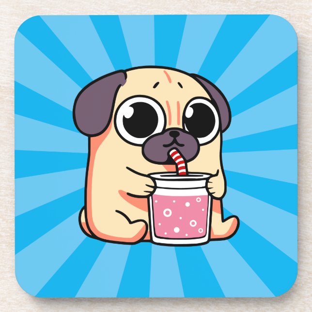 Cute Pug Beverage Coaster (Front)