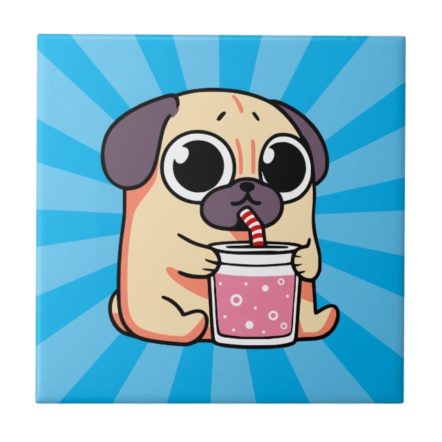 Cute Pug Ceramic Tile (Front)