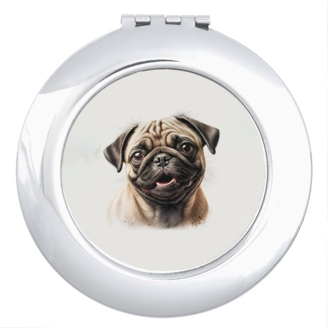 Cute Pug chilling Best Dog Mom Ever Compact Mirror (Front)