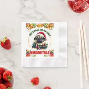 Cute Pug Christmas Napkins