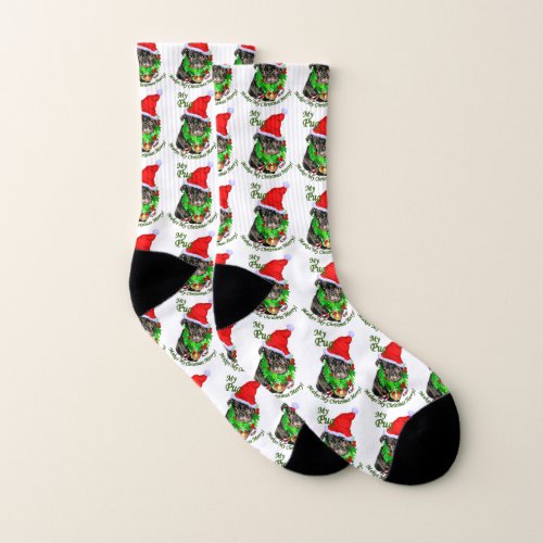 Cute Pug Christmas Socks