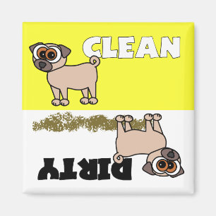 Cute Pug Clean / Dirty Dishwasher Magnet