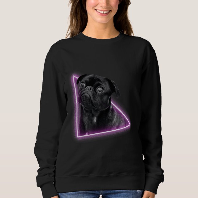 Cute pug comming out of neon gateway Classic T-Shi Sweatshirt (Front)