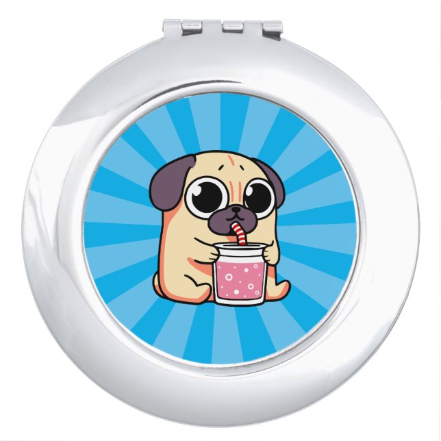 Cute Pug Compact Mirror (Front)