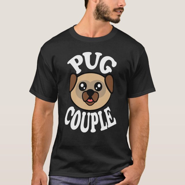 Cute Pug Couple T-Shirt (Front)