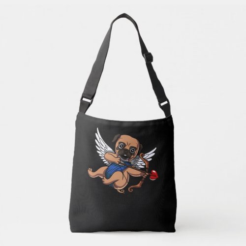 Cute Pug Cupid Dog Crossbody Bag