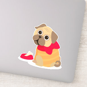 Cute pug dog back to school art sticker