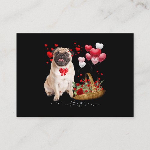 Cute Pug Dog Balloon Heart Valentines Day Enclosure Card
