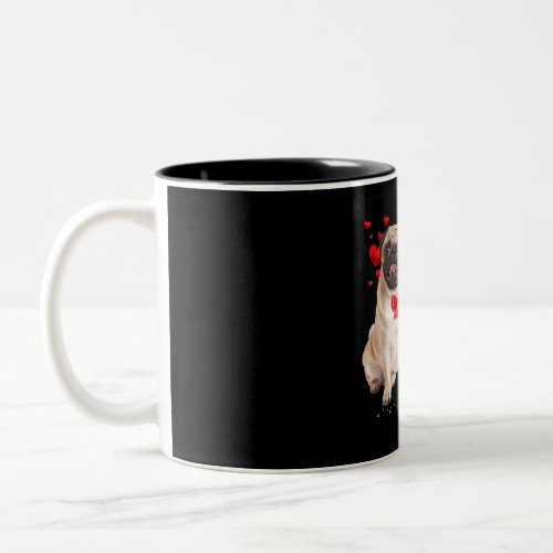 Cute Pug Dog Balloon Heart Valentines Day Two_Tone Coffee Mug