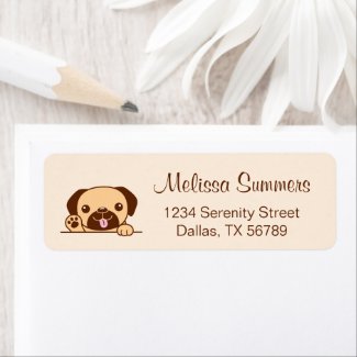 Cute Pug Dog Beige Return Address