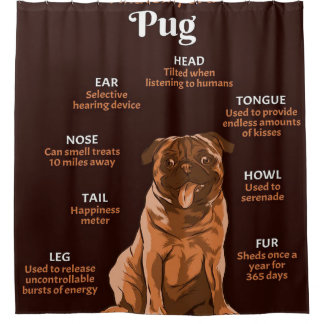 Cute Pug Dog Body Animal Lover Shower Curtain