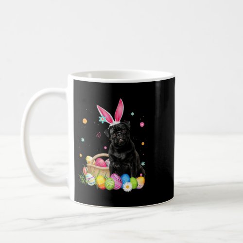 Cute Pug Dog Bunny Egg Basket 2Easters Day Coffee Mug