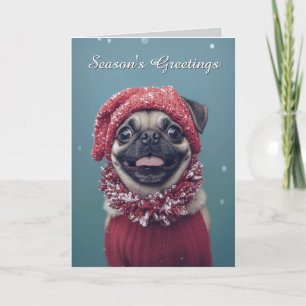 Cute Pug Dog Christmas Card