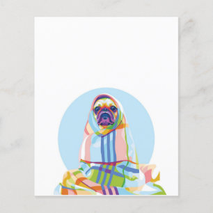 Cute Pug Dog Colorful In Blanket Flyer