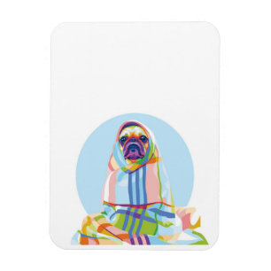 Cute Pug Dog Colorful In Blanket Magnet