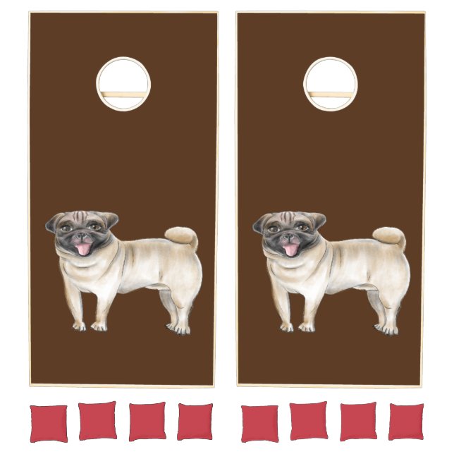 Cute Pug Dog Cornhole Set (Set)