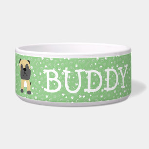 Cute Pug Dog Customizable Name Bowl