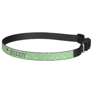 Cute Pug Dog Customizable Name Pet Collar