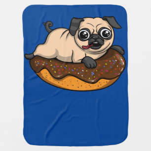Cute Pug Dog Donut Lover Pet Baby Blanket