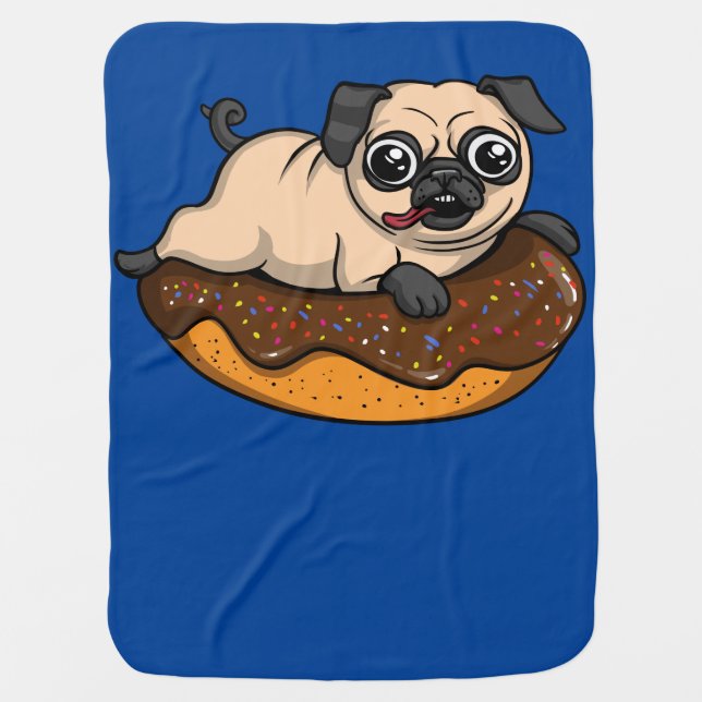 Cute Pug Dog Donut Lover Pet Baby Blanket (Front)