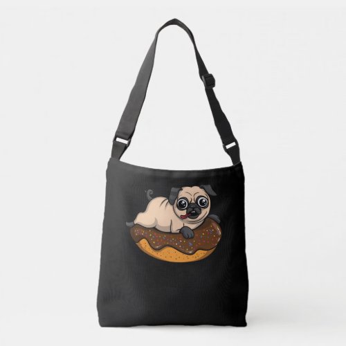 Cute Pug Dog Donut Lover Pet Crossbody Bag