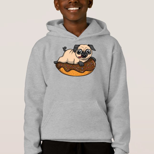 Cute Pug Dog Donut Lover Pet Hoodie (Front)
