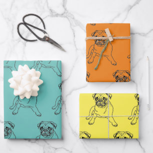 Cute Pug Dog Drawing Girft Wrap Wrapping Paper 