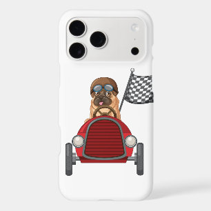 Cute Pug Dog Driving Vintage Red Race Car iPhone 18 Pro Max Case