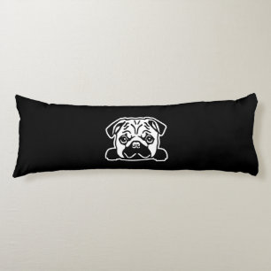 Cute Pug Dog Face Sketch Pug Lovers Body Pillow