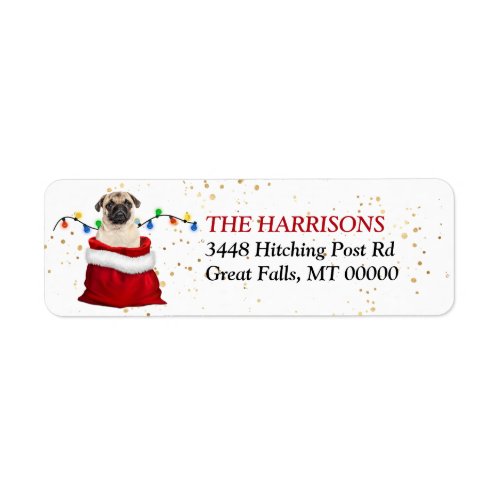Cute Pug Dog Gift Return Address Label