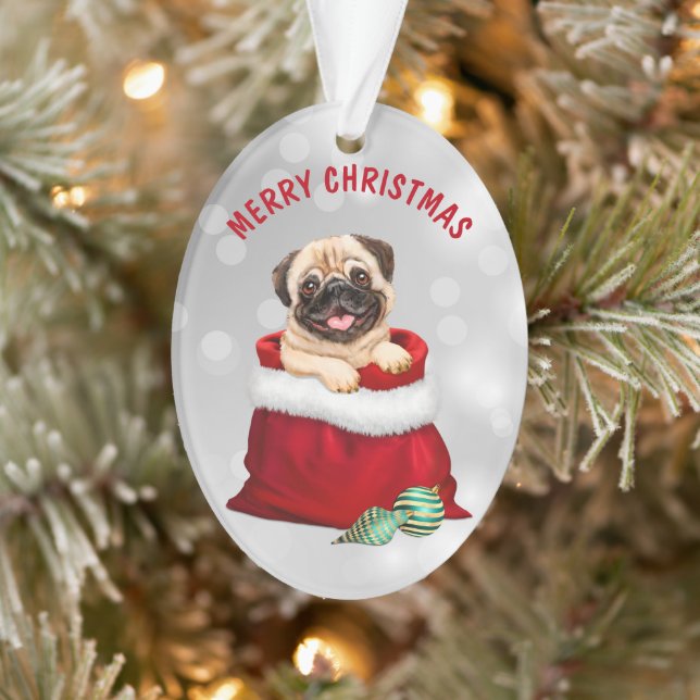 Cute Pug Dog Gift Surprise Ornament (Tree)