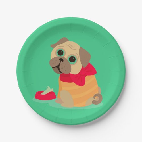 cute pug dog girls birthday party paper plates