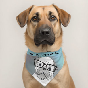 Cute Pug Dog Have you seen my ball? Pet Bandana Collar