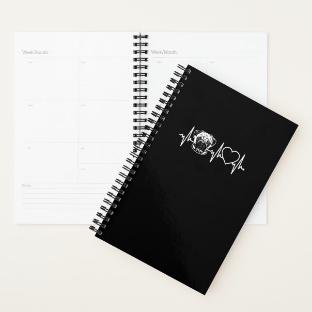 Cute Pug Dog Heartbeat | Love Pug Dog Planner (Display)