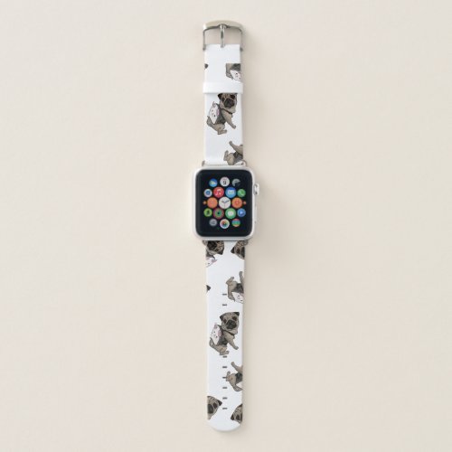 Cute Pug Dog Kitty Backpack Illustration Pattern Apple Watch Band