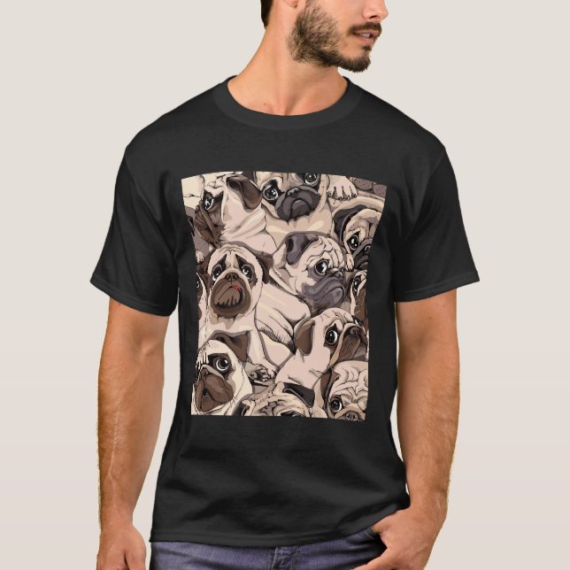 cute pug dog pattern 320 T-Shirt (Front)