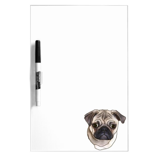 Cute Pug Dog Portrait Dry Erase Board (Front)