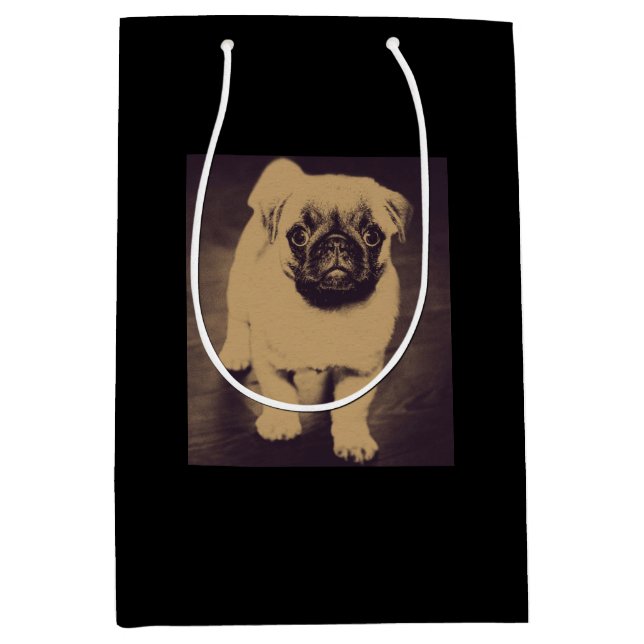 Cute Pug Dog Portrait Medium Gift Bag (Front)