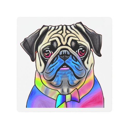 Cute Pug Dog Portrait Tie and Dye Pop Art Design
