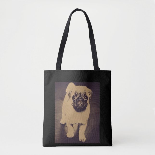 Cute Pug Dog Portrait Tote Bag (Front)