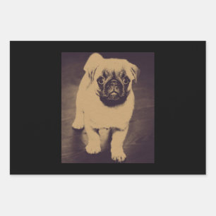 Cute Pug Dog Portrait Wrapping Paper Sheets