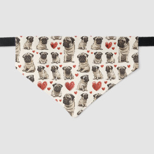 Cute Pug Dog Print Pet Bandana Collar