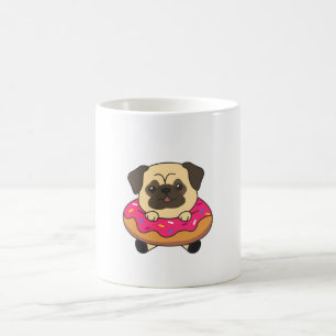 Cute Pug Dog Puppy Dogs Loaf Of Donut Pink Coffee Mug
