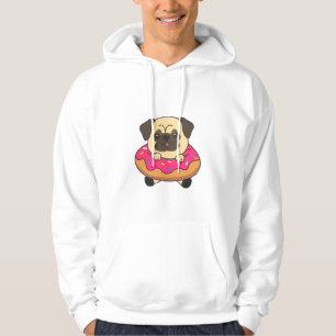 Cute Pug Dog Puppy Dogs Loaf Of Donut Pink Hoodie
