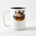 Cute Pug Dog Riding Donut Funny Pet Two-Tone Coffee Mug<br><div class="desc">Cute Pug Dog Riding Donut Funny Pet design for pug lovers.</div>