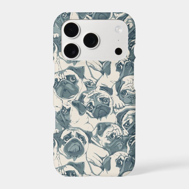 Cute Pug Dog Seamless Pattern iPhone Case (Back)